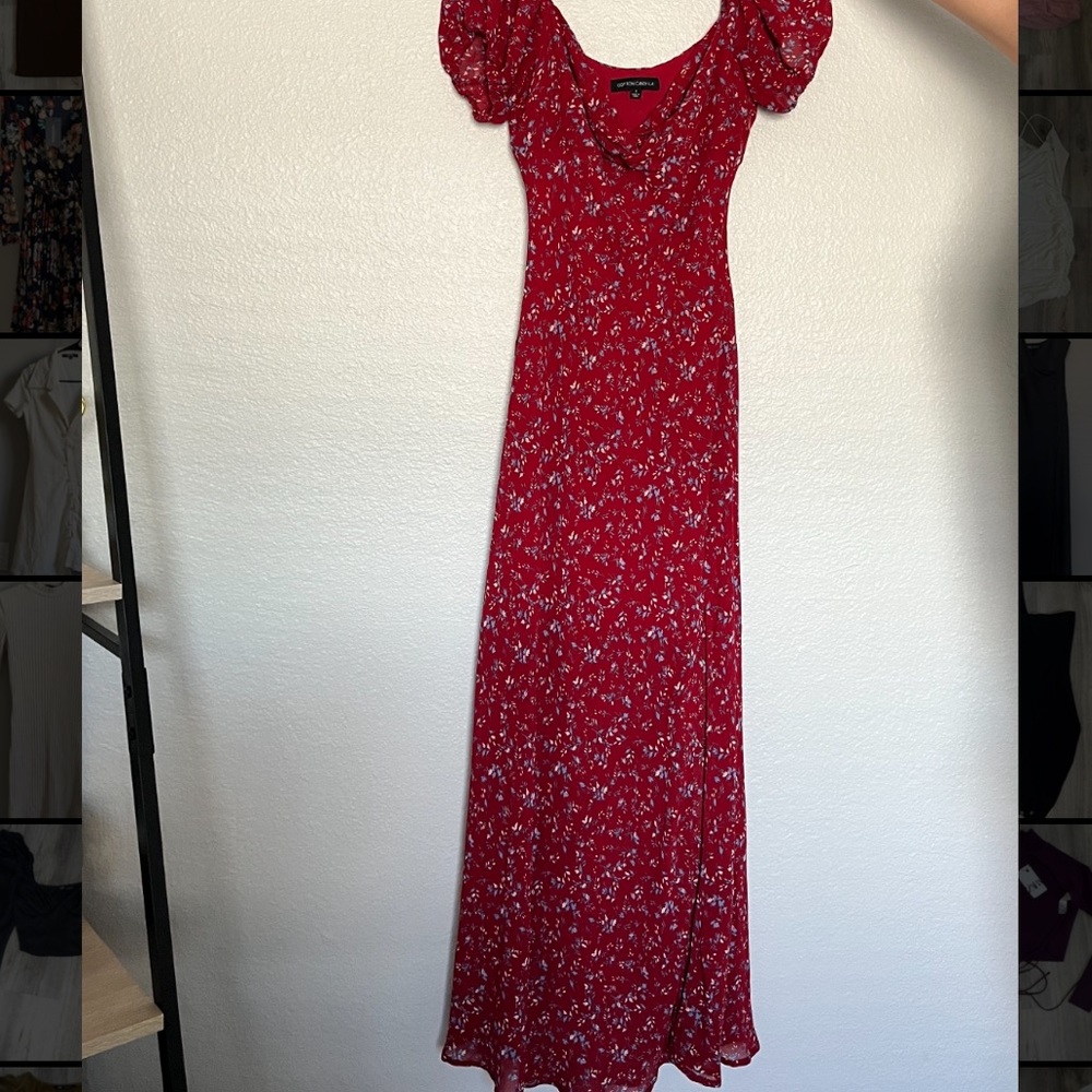 Floral long maxi dress with slit